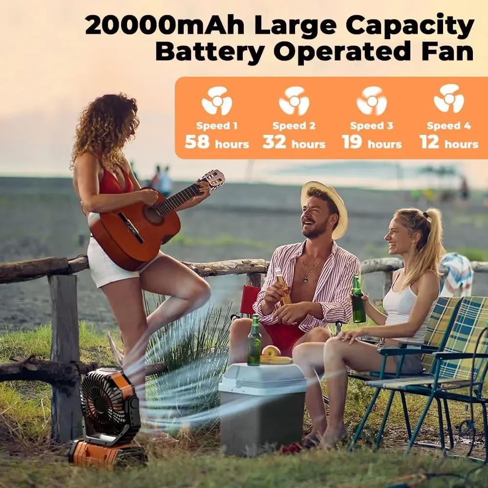 20000mAh充電式キャンプファン、ポータブルバッテリー駆 - Outdoor Camping Misting Fan のレビューと価格