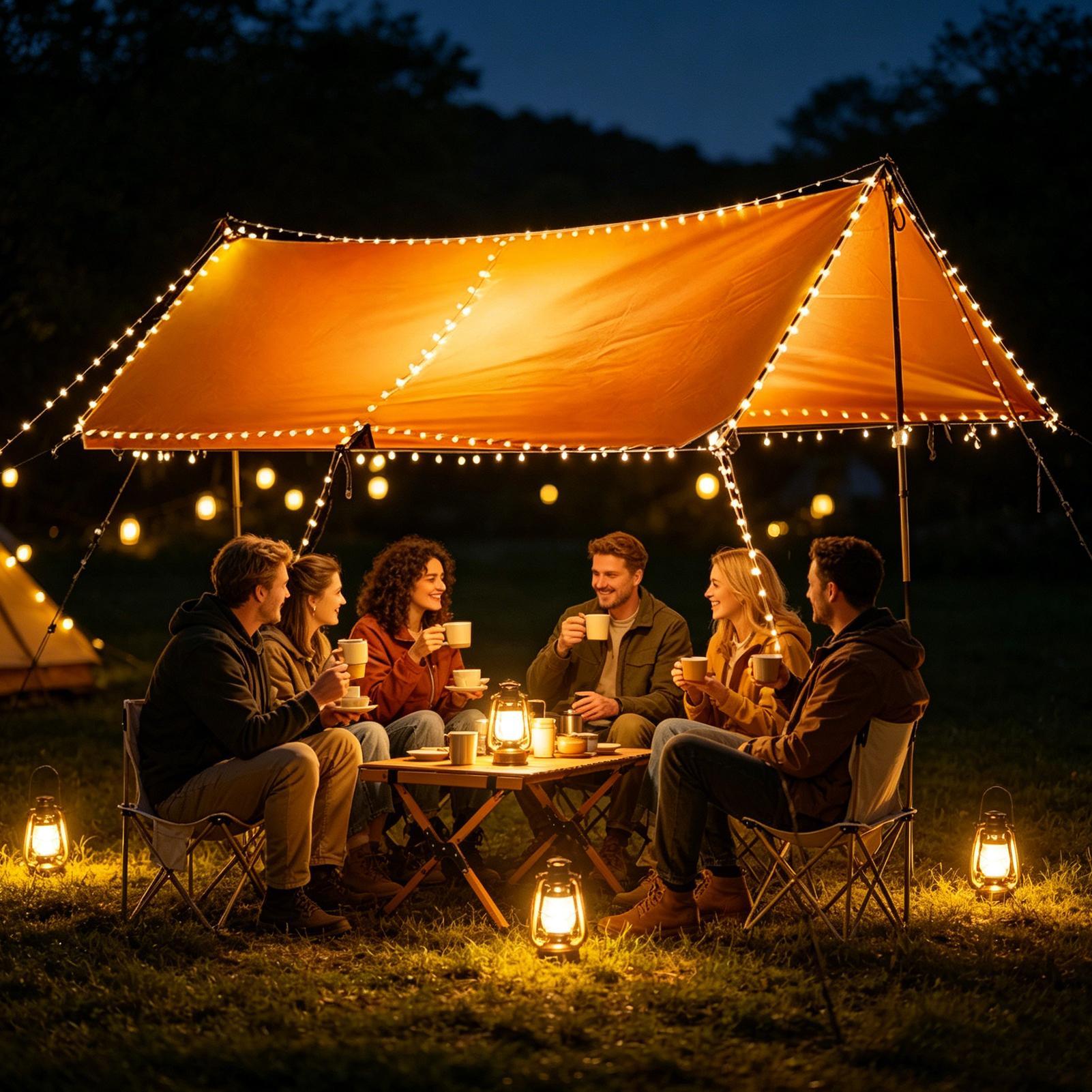 格納式キャンプ用ストリングライト 20m Type-C充電式 - Outdoor Camping Lights String のレビューと価格
