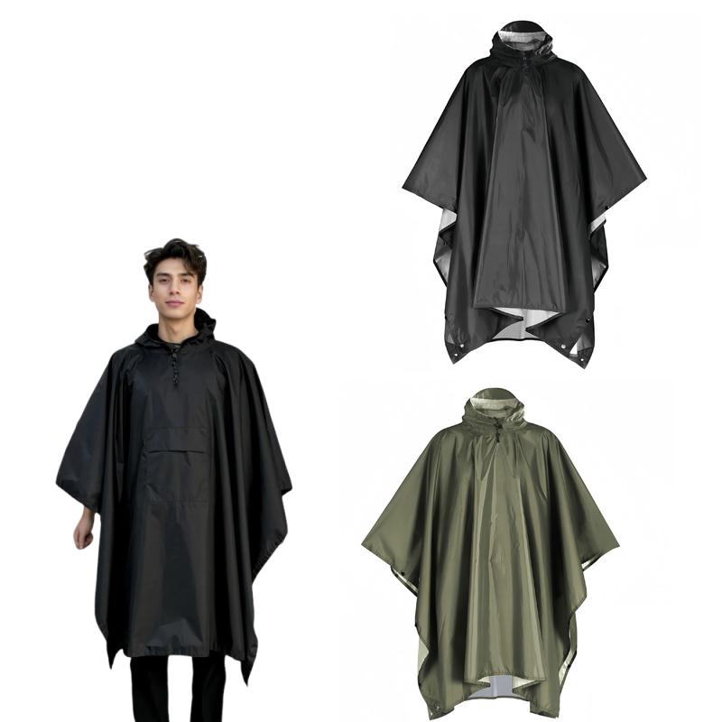 レインコート旅行用レインコート防水レインポンチョフード付き日 - Camping Rain Poncho のレビューと価格