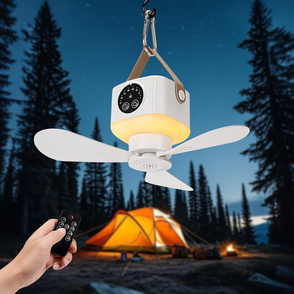 ポータブルシーリングファン ライト付き 3600/7200m - Outdoor Camping Misting Fan のレビューと価格
