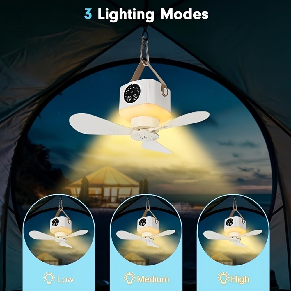 ポータブルシーリングファン ライト付き 3600/7200m - Outdoor Camping Misting Fan のレビューと価格