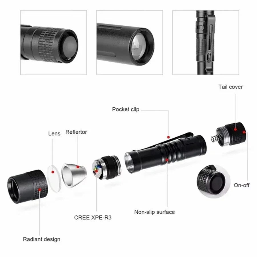 1-4 個ミニポータブル LED ペンライトポケット超高輝度 - Outdoor Camping Glamping のレビューと価格