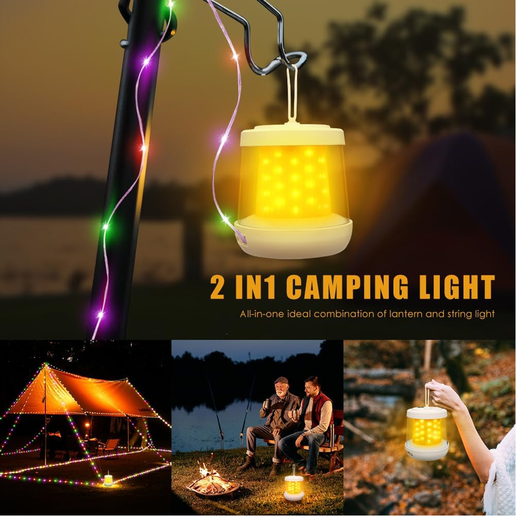 2-in-1 キャンプランタン＆ストリングライト 10M L - Outdoor Camping Lights String のレビューと価格