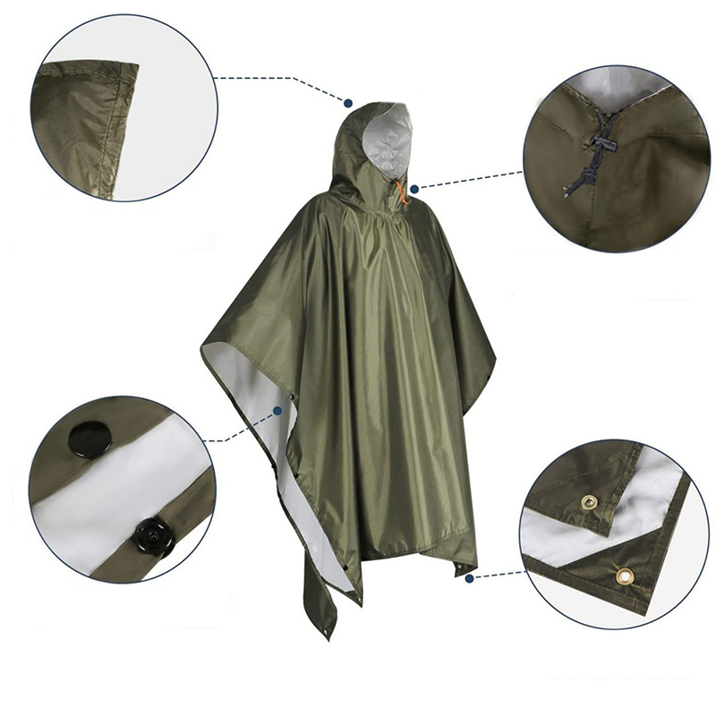 大人用の頑丈なレインポンチョ、バックパッキング用の防水軽量レ - Camping Rain Poncho のレビューと価格