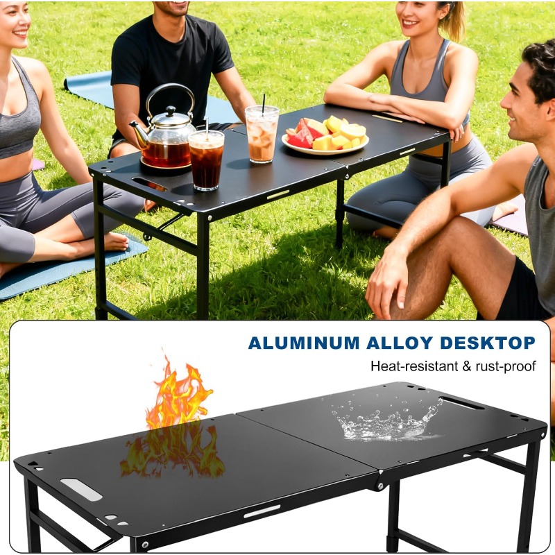 キャンプテーブル 調節可能 折りたたみ式 ポータブル RV  - Outdoor Camping Cooking Table のレビューと価格