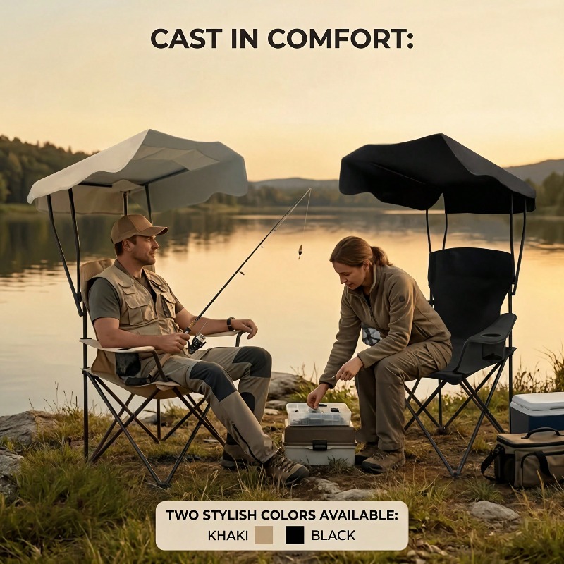 日よけ付きアウトドアキャンプチェア、折りたたみ式で持ち運び可 - Outdoor Activities In Camping のレビューと価格