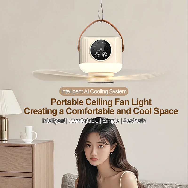 7200mAh ポータブル充電式天井ファンワイヤレス USB - Outdoor Camping Misting Fan のレビューと価格
