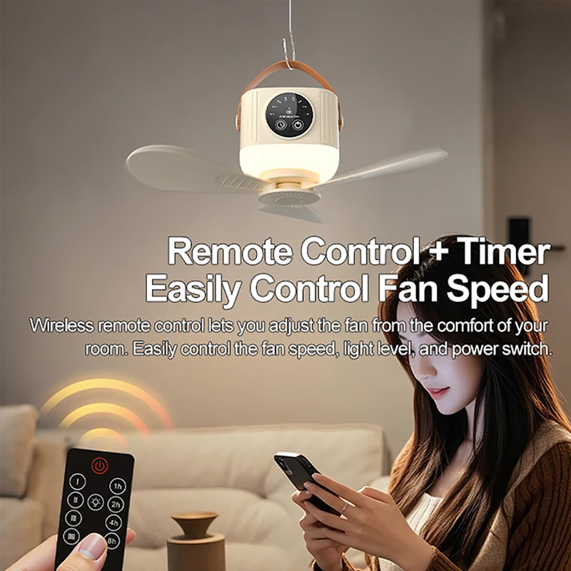 7200mAh ポータブル充電式天井ファンワイヤレス USB - Outdoor Camping Misting Fan のレビューと価格